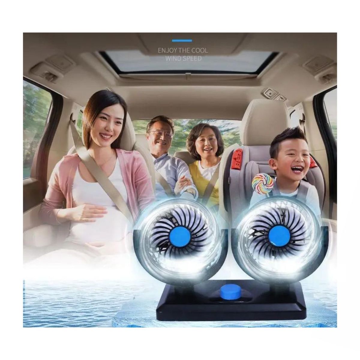 OEM - Ventilador doble Cabezal 360 Giratorio 12v para Autos