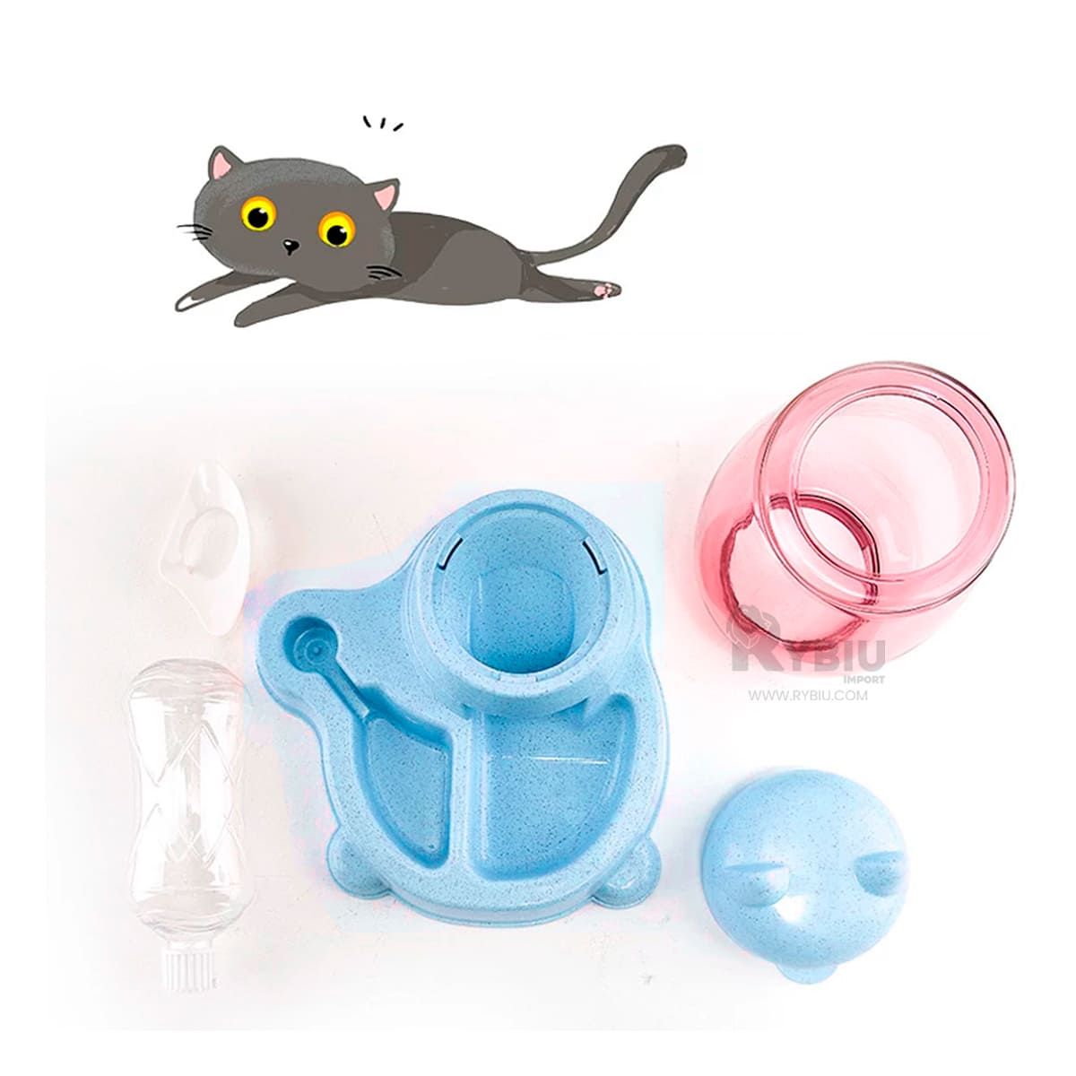 RYBIU IMPORT - Dispensador con Botella Celeste Y+Regalo Ligas para Peinar