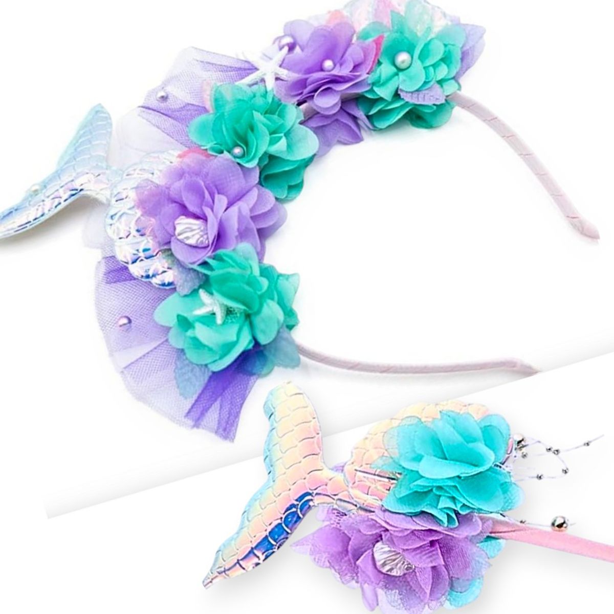 GENERICO - VINCHA PARA NIÑA DE SIRENA   - 2 PIEZAS " VARITA + VINCHA"