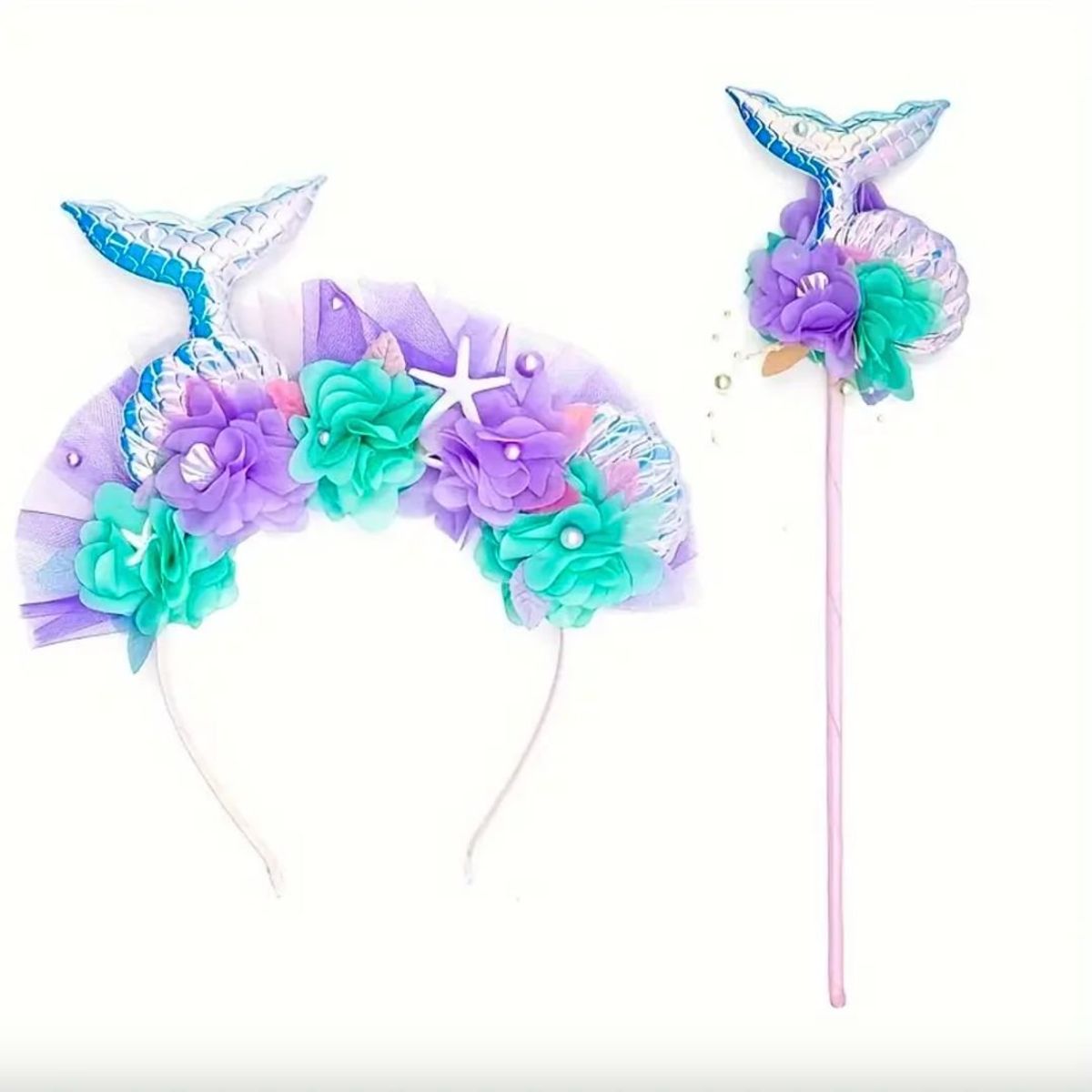 GENERICO - VINCHA PARA NIÑA DE SIRENA   - 2 PIEZAS " VARITA + VINCHA"