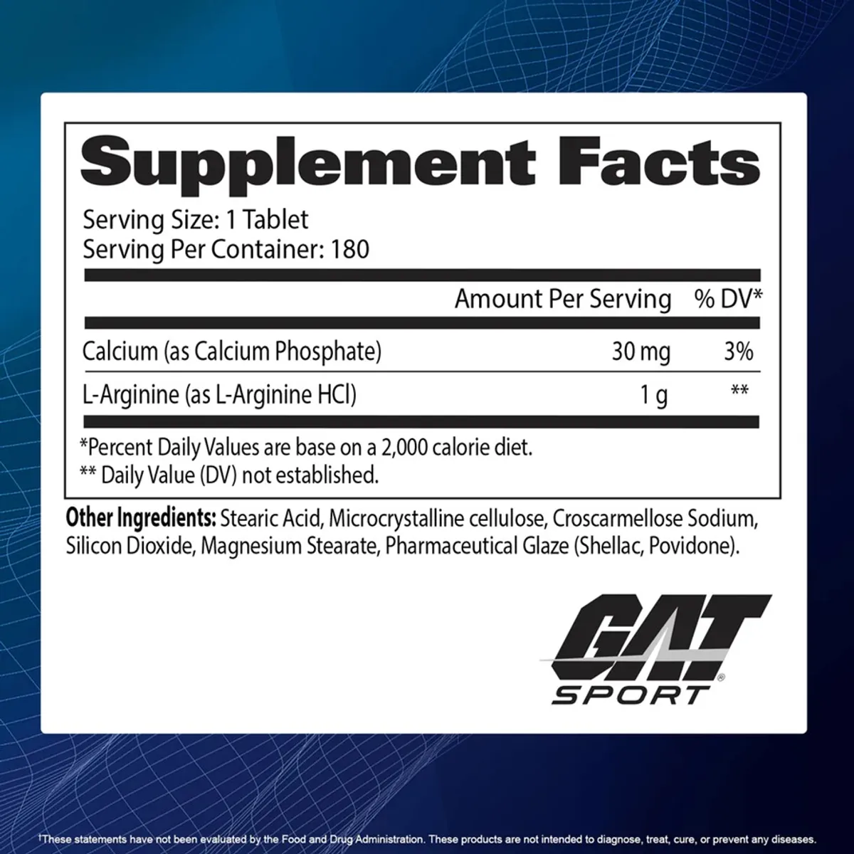 GAT - Arginina Gat Sport 180 Tabletas  L-Arginine Oxido Nitrico