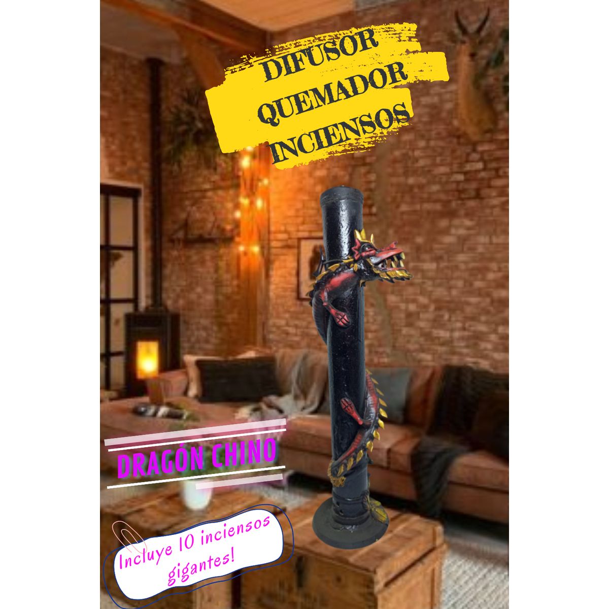 GENERICO - HUMIFICADOR DIFUSOR AROMAS QUEMADOR INCIENSO ADORNO + 10 INCIENSOS