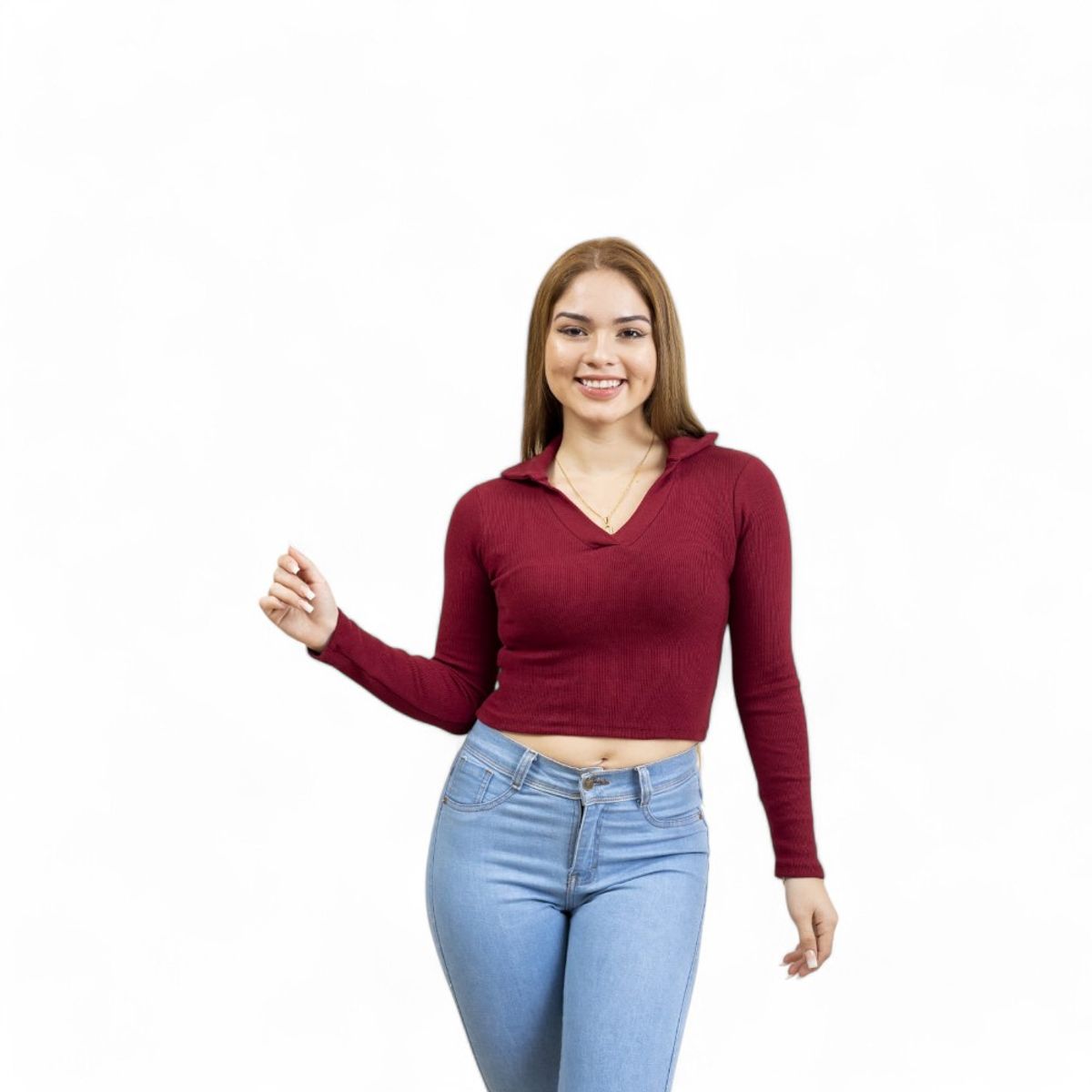 GENERICO - Polo Camisero Manga Larga Sab-15 Color Guinda