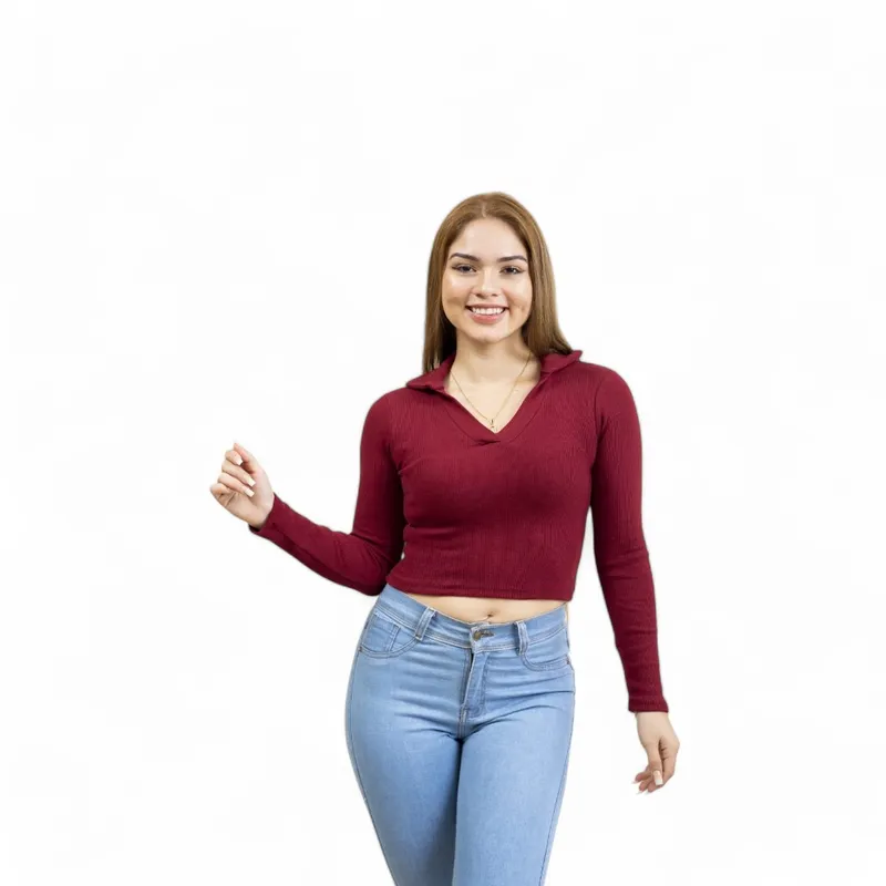 GENERICO - Polo Camisero Manga Larga Sab-15 Color Guinda