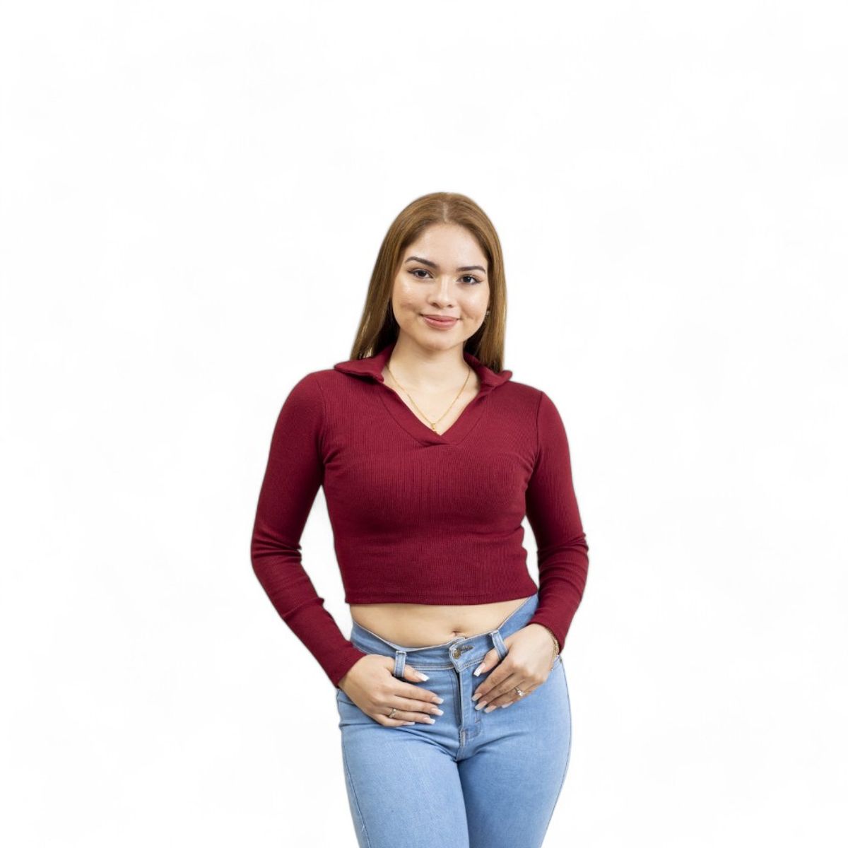 GENERICO - Polo Camisero Manga Larga Sab-15 Color Guinda