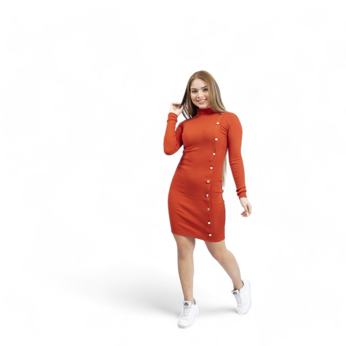 GENERICO - Vestido Luz Manga Larga Sab-22 Color Naranja