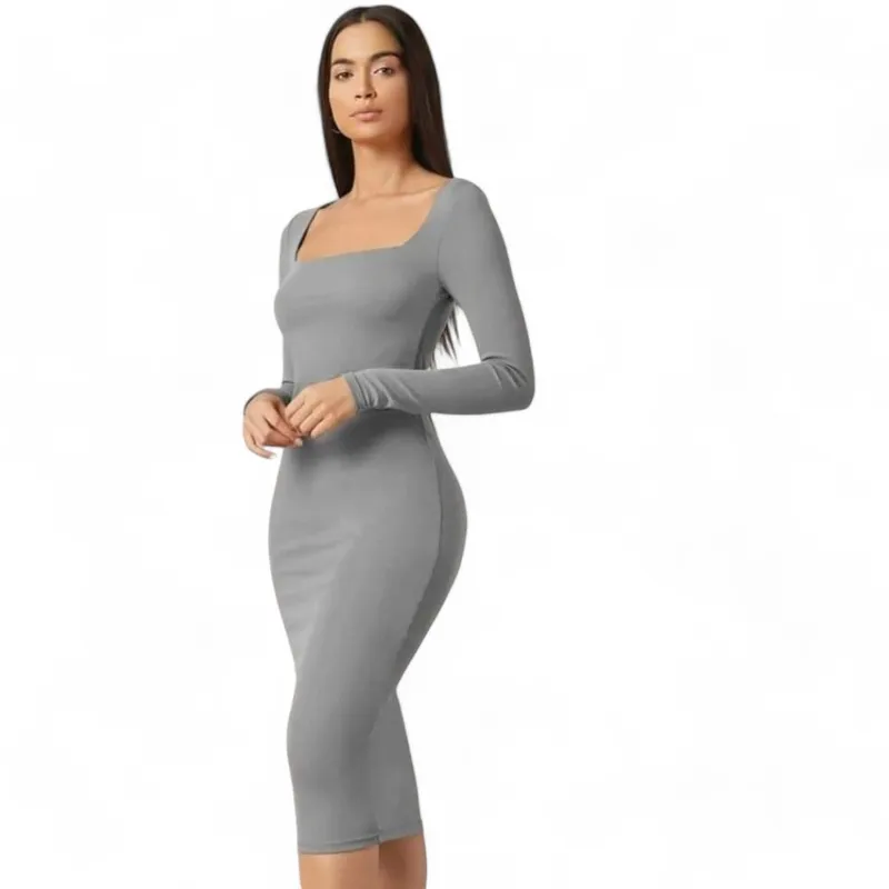 GENERICO - Vestido Luna Manga Larga Sab-20 Color Plomo