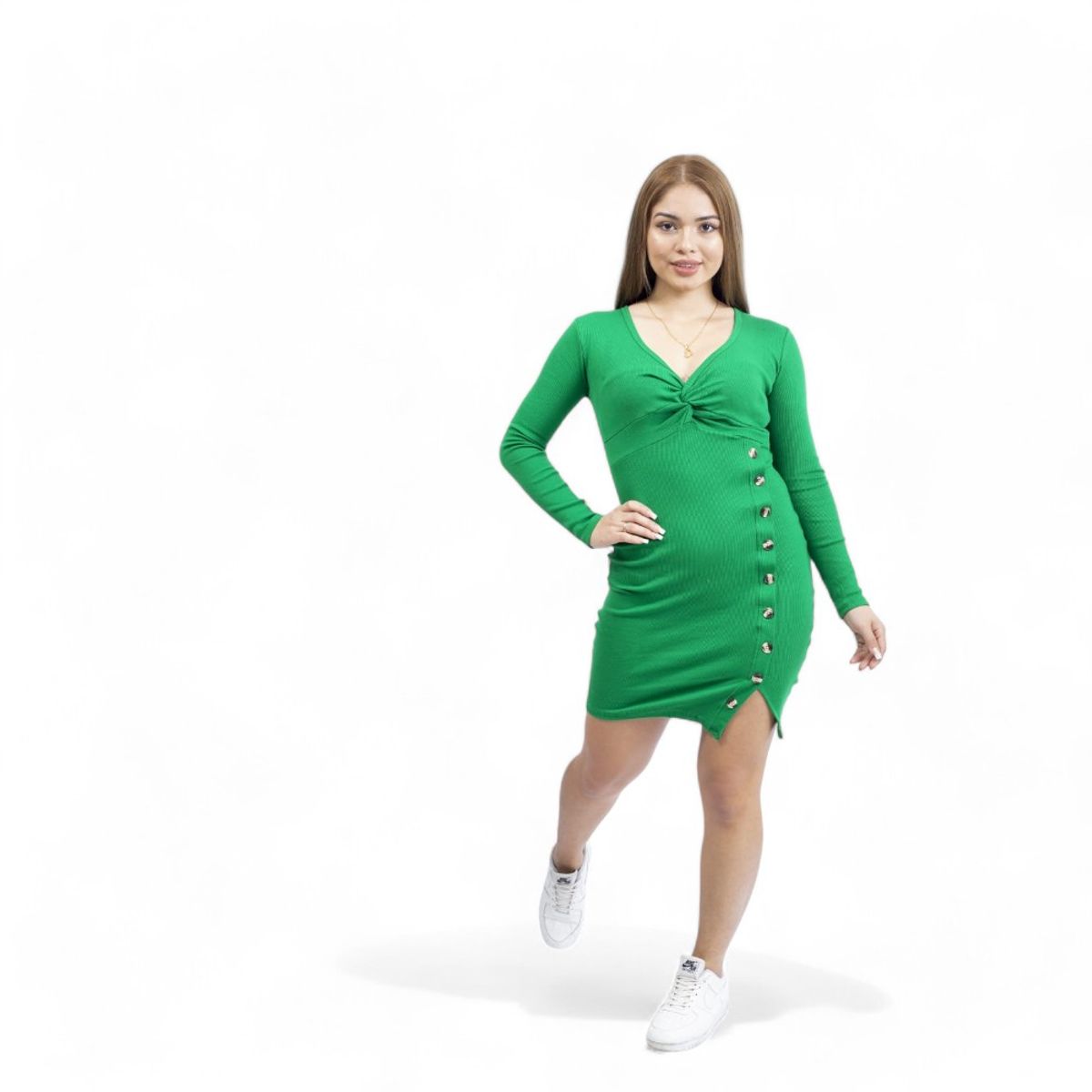 GENERICO - Vestido Flor Manga Larga Sab-23 Color Verde