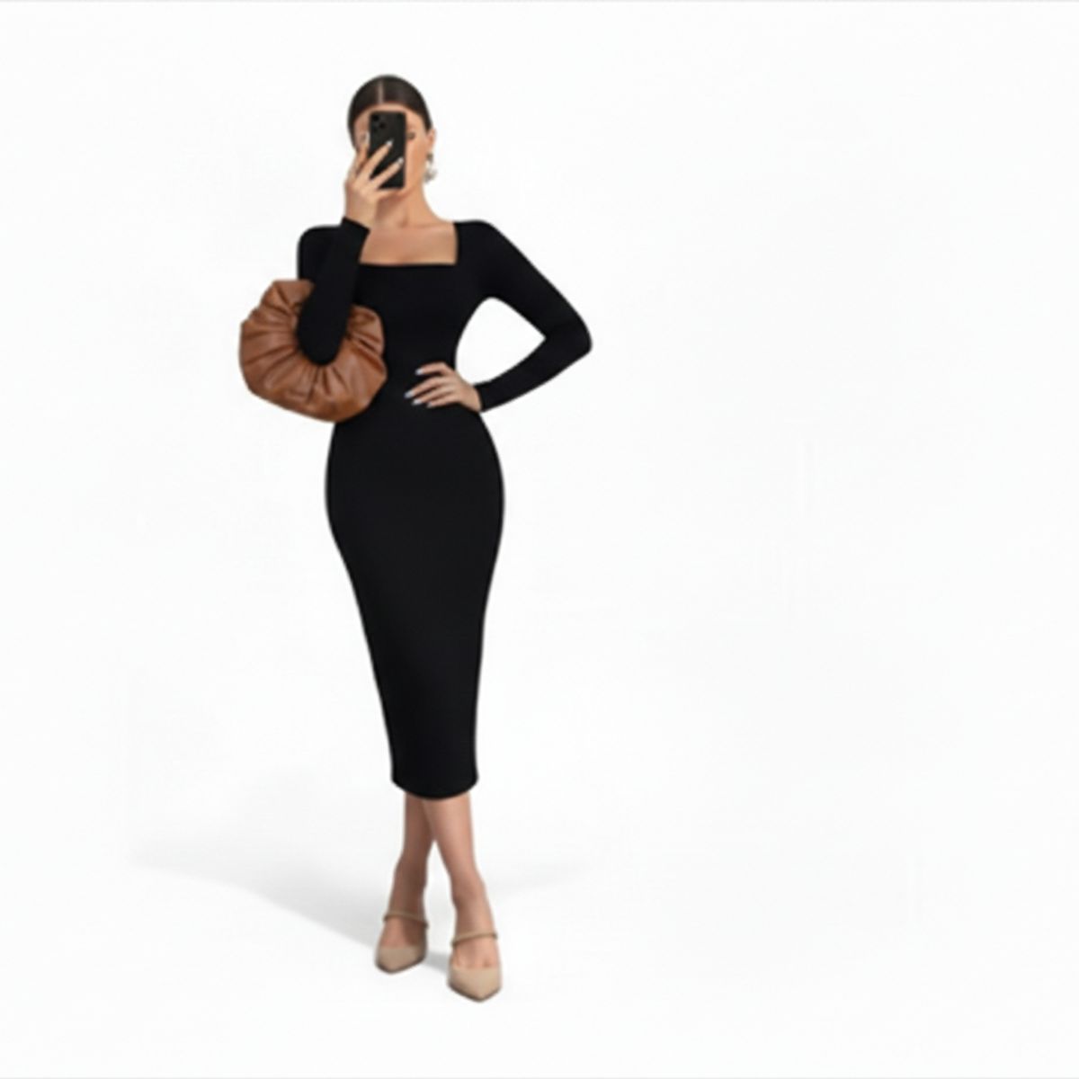 GENERICO - Vestido Luna Manga Larga Sab-20 Color Negro