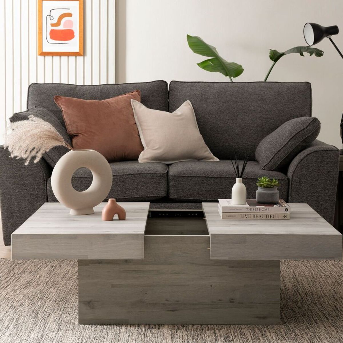 TU MESITA - Mesa de Centro Syberia Expandible color Ceniza TU MESITA