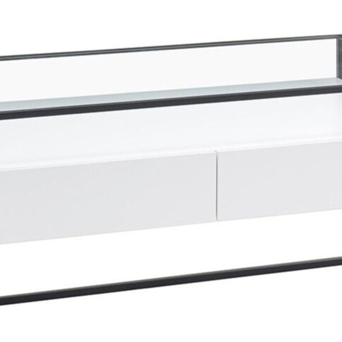 TU MESITA - Mesa de Centro tipo Industrial Bénfica con vidrio Color Blanco