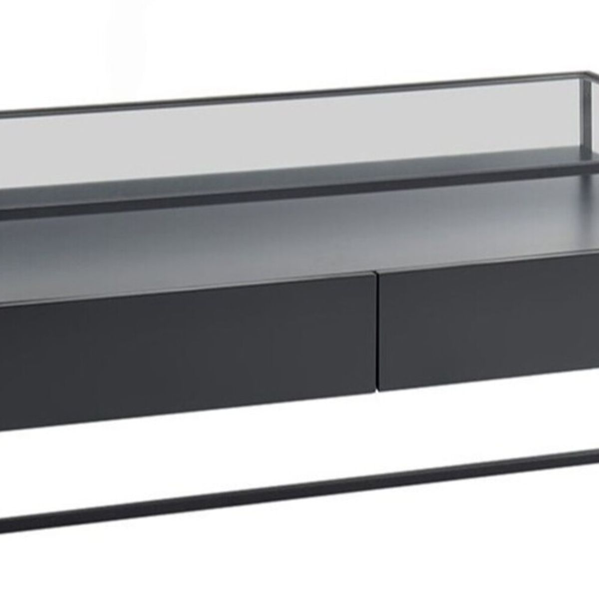 TU MESITA - Mesa de Centro tipo Industrial Bénfica con vidrio Color Negro