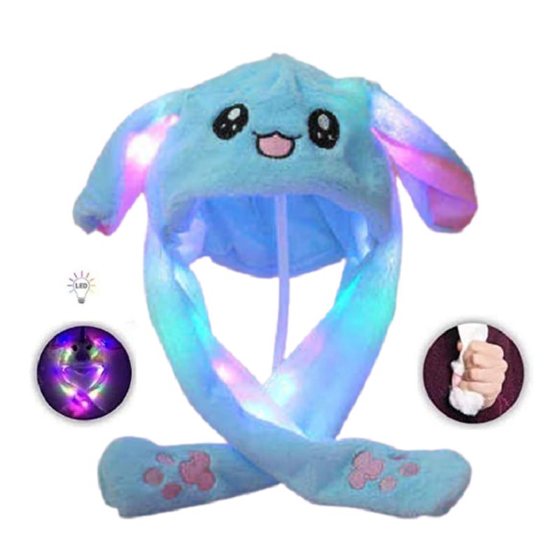 GENERICO - Gorro De Conejo Con Luces Con Orejas Moviles Gorrito Kawaii CELESTE