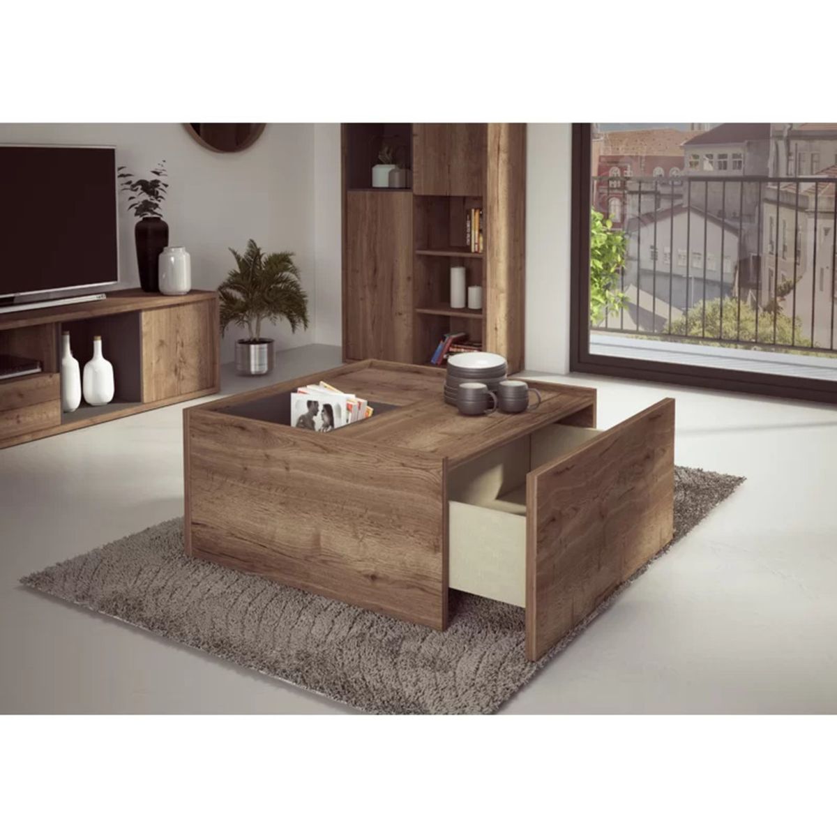 TU MESITA - Mesa de Centro Moderna Rayán Color Marrón TU MESITA