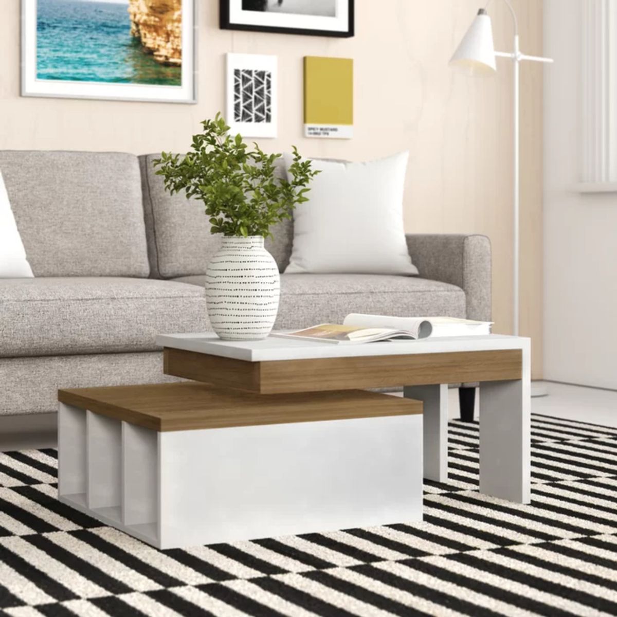 TU MESITA - Mesa Moderna de Centro Kensy color BlancoMarrón TU MESITA