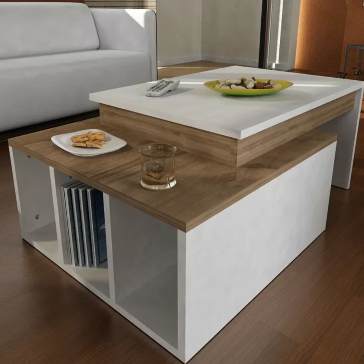 TU MESITA - Mesa Moderna de Centro Kensy color BlancoMarrón TU MESITA