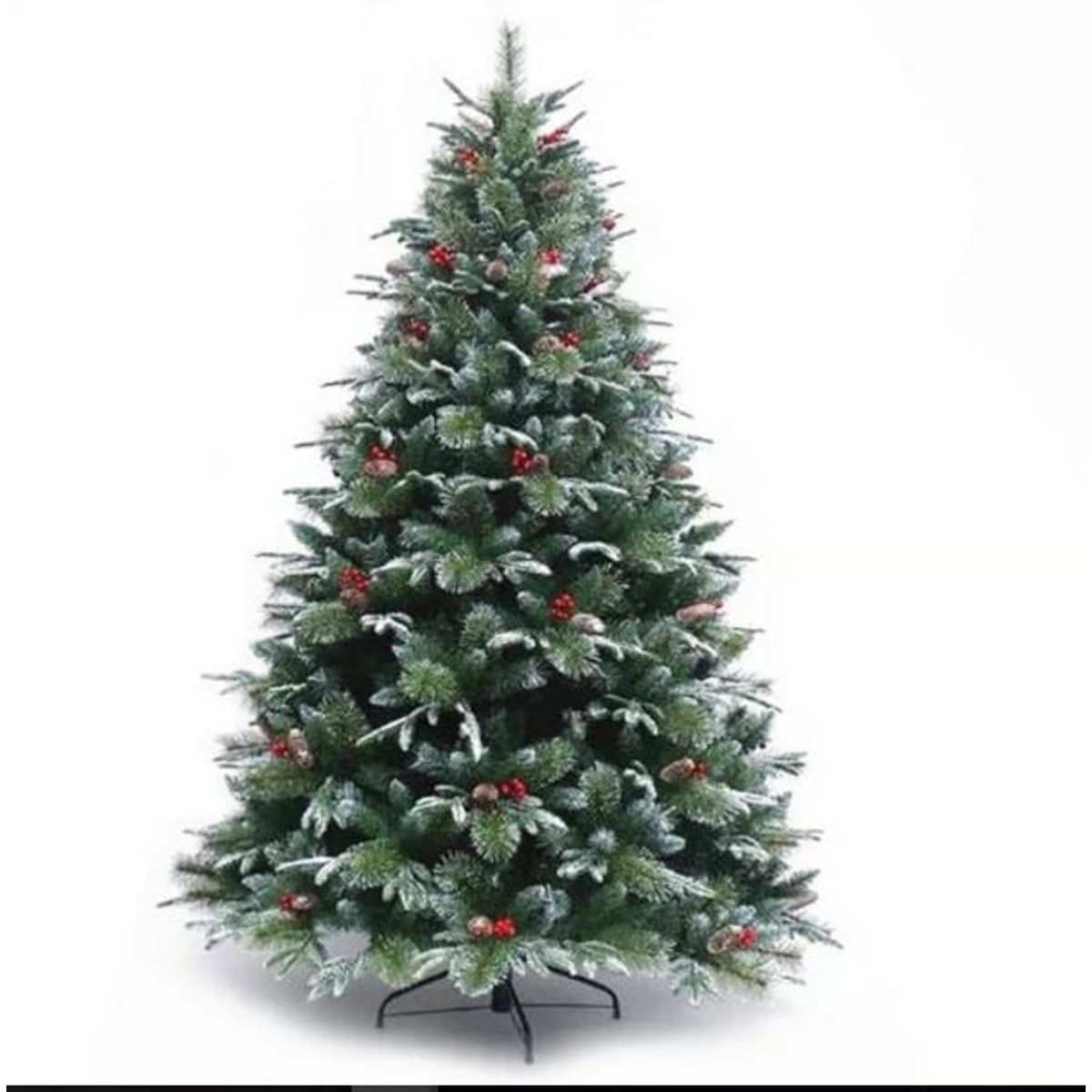 GENERICO - ARBOL DE NAVIDAD PINO CON FRUTA  Y PUNTA BLANCA   2.10 M