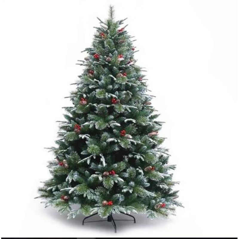GENERICO - ARBOL DE NAVIDAD PINO CON FRUTA  Y PUNTA BLANCA   2.10 M