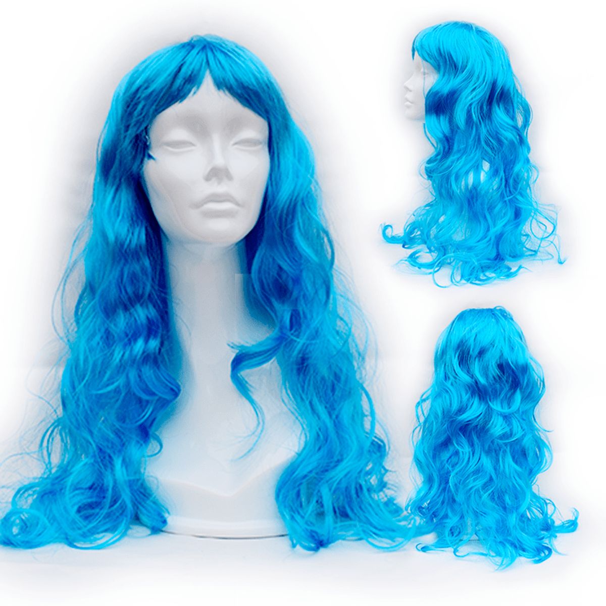 GENERICO - HALLOWEEN - Peluca artificial de poliéster Color Celeste