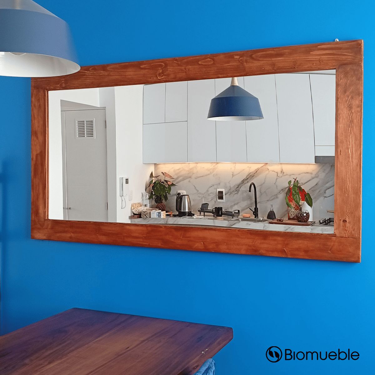 GENERICO - Espejo Ébano de Madera Reciclada Palets Rústico color Cedro