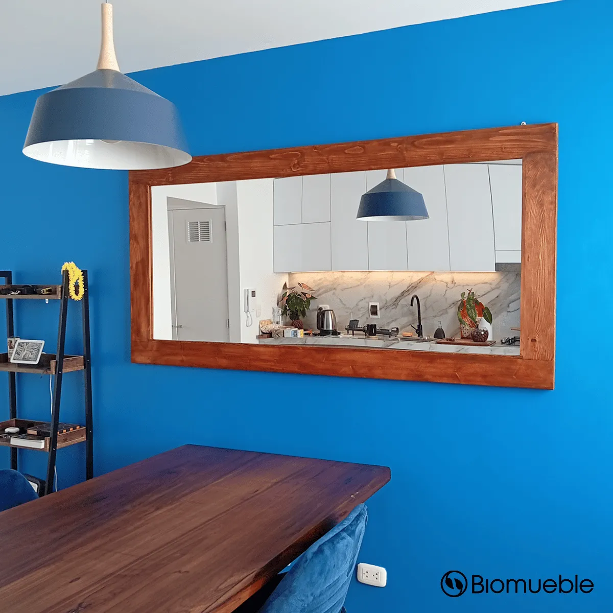 GENERICO - Espejo Ébano de Madera Reciclada Palets Rústico color Cedro