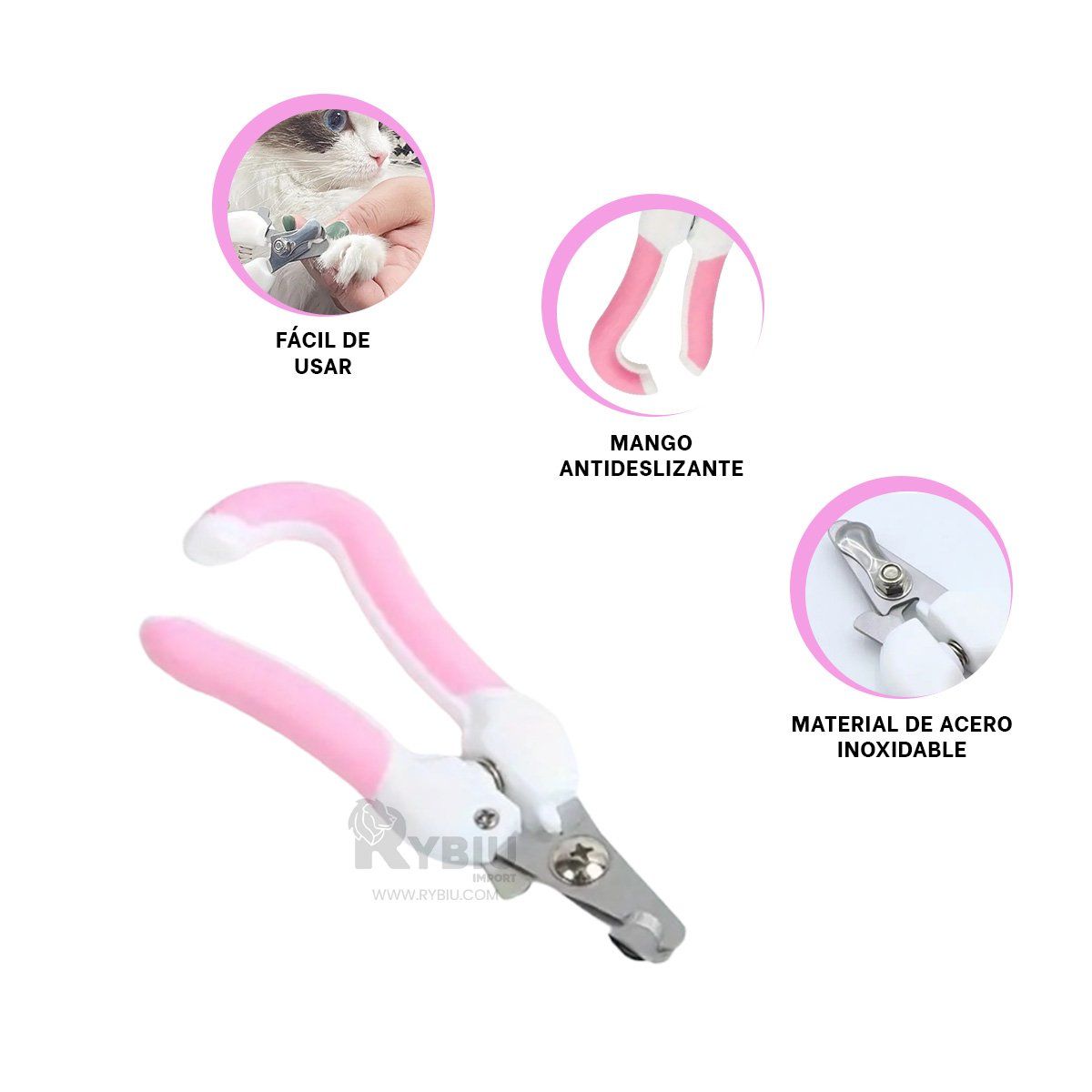 GENERICO - Corta Uñas Perfecto para Mascota Rosado Y+Regalo Stickers