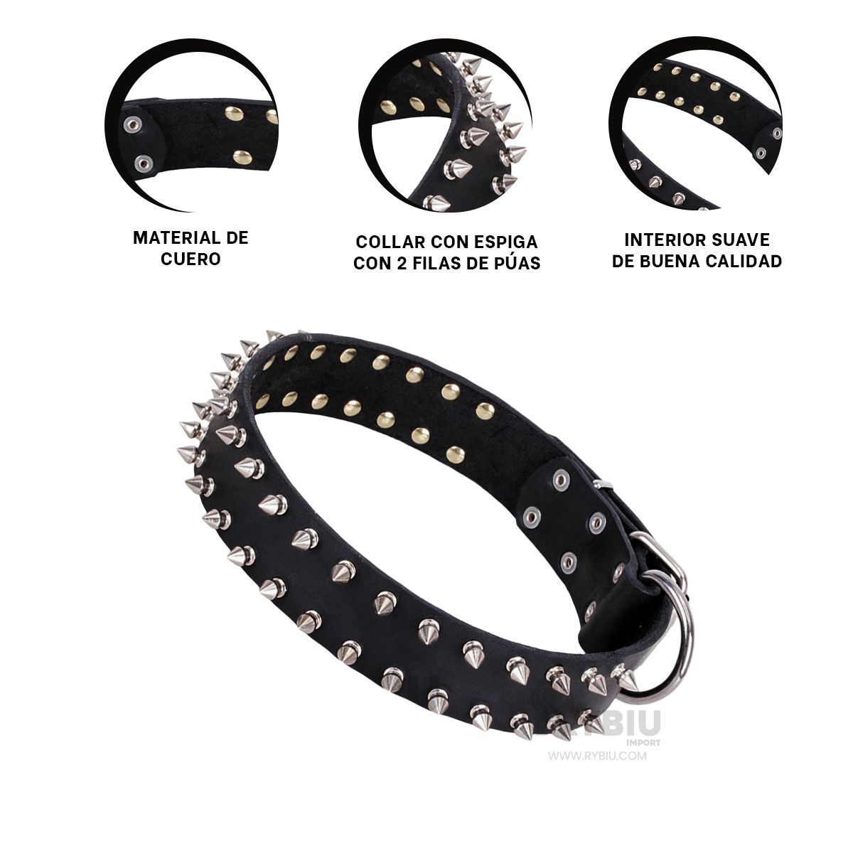 GENERICO - Collarin con Espiga para Perros Negro Talla L Y+Agendita