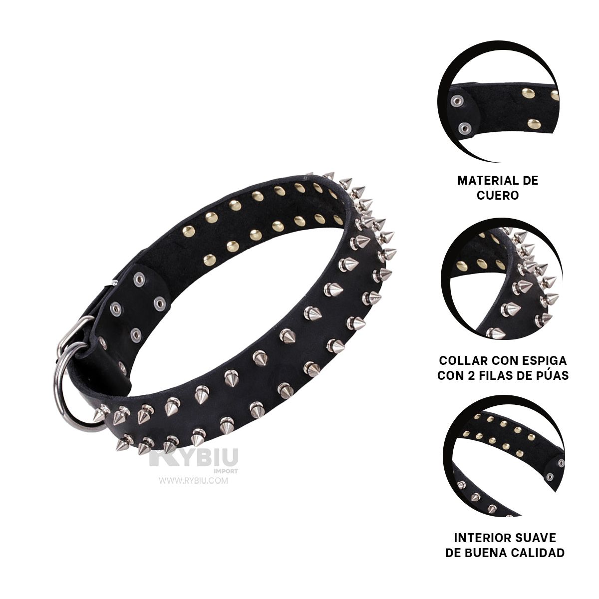 GENERICO - Collarin con Espiga para Perros Negro Talla L Y+Agendita