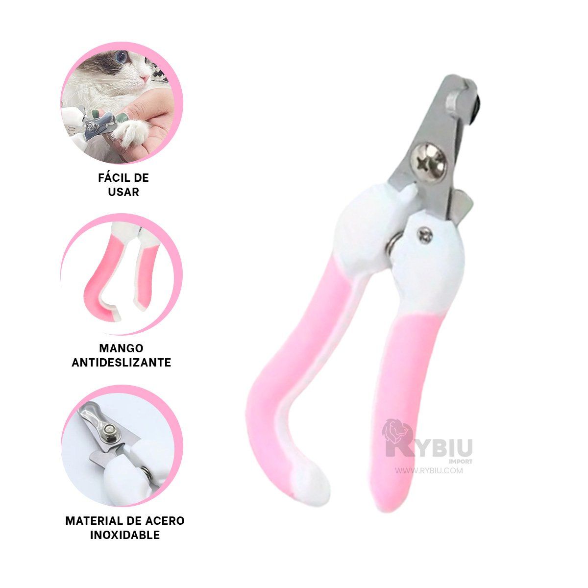GENERICO - Cortador de Uñas Corte Preciso Grande Rosado Y+Gift Stickers
