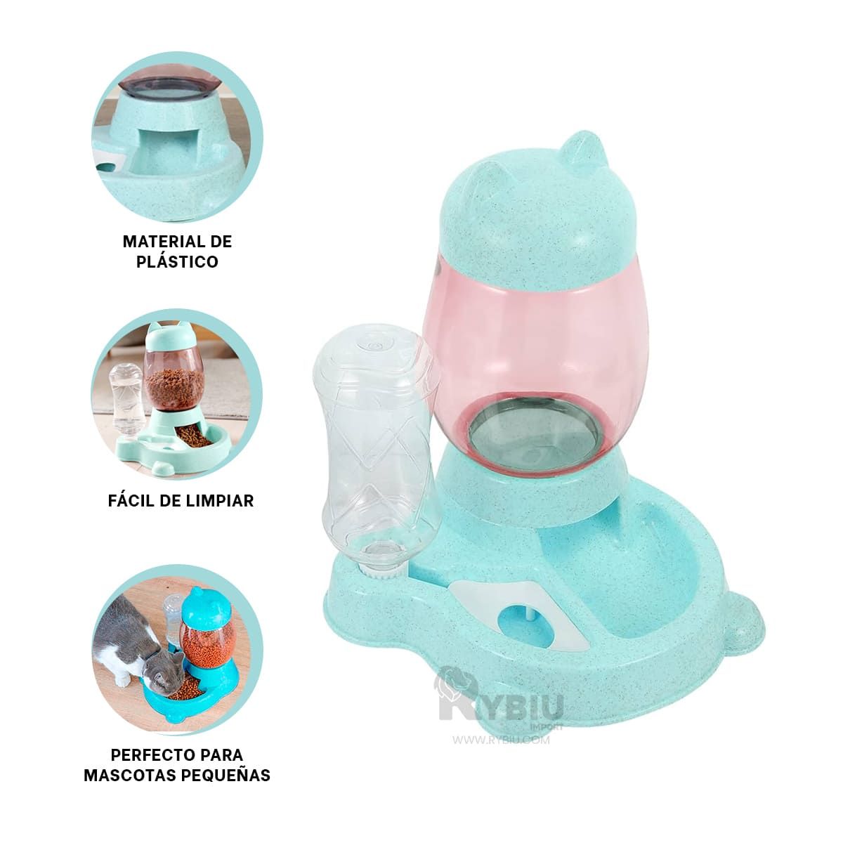 GENERICO - Comedero y Bebedero Unido Pet de Gato de Color Celeste