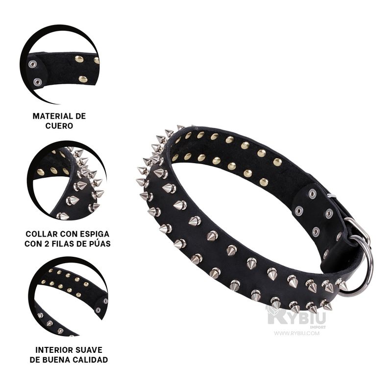 RYBIU IMPORT - Collarin Ajustable para Perro Color Negro Talla L Y+Stickers