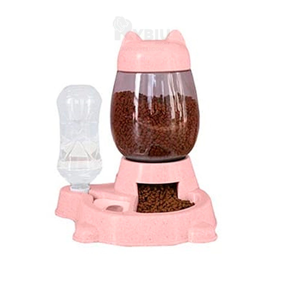 RYBIU IMPORT - Comedero y Bebedero Unido Pet de Gato de Color Rosado