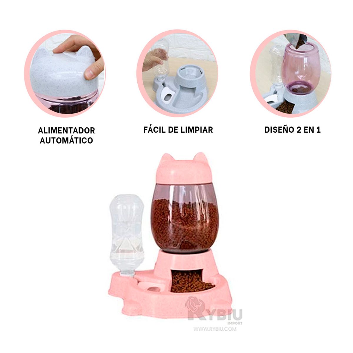 RYBIU IMPORT - Plato Alimentador Util de Tono Rosado Y+Envoltorio de Regalo