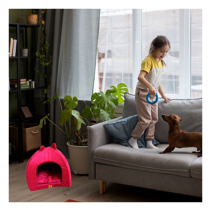 RYBIU IMPORT - Cama Diseño Iglu de Color Talla S Rojo Y+Papel de Regalo