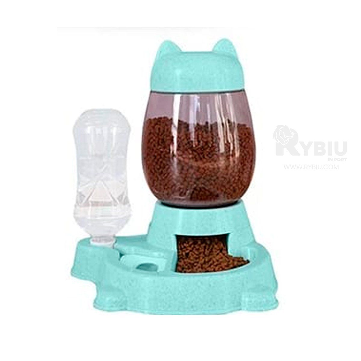 RYBIU IMPORT - Comedero y Bebedero Unido Pet de Gato de Color Celeste