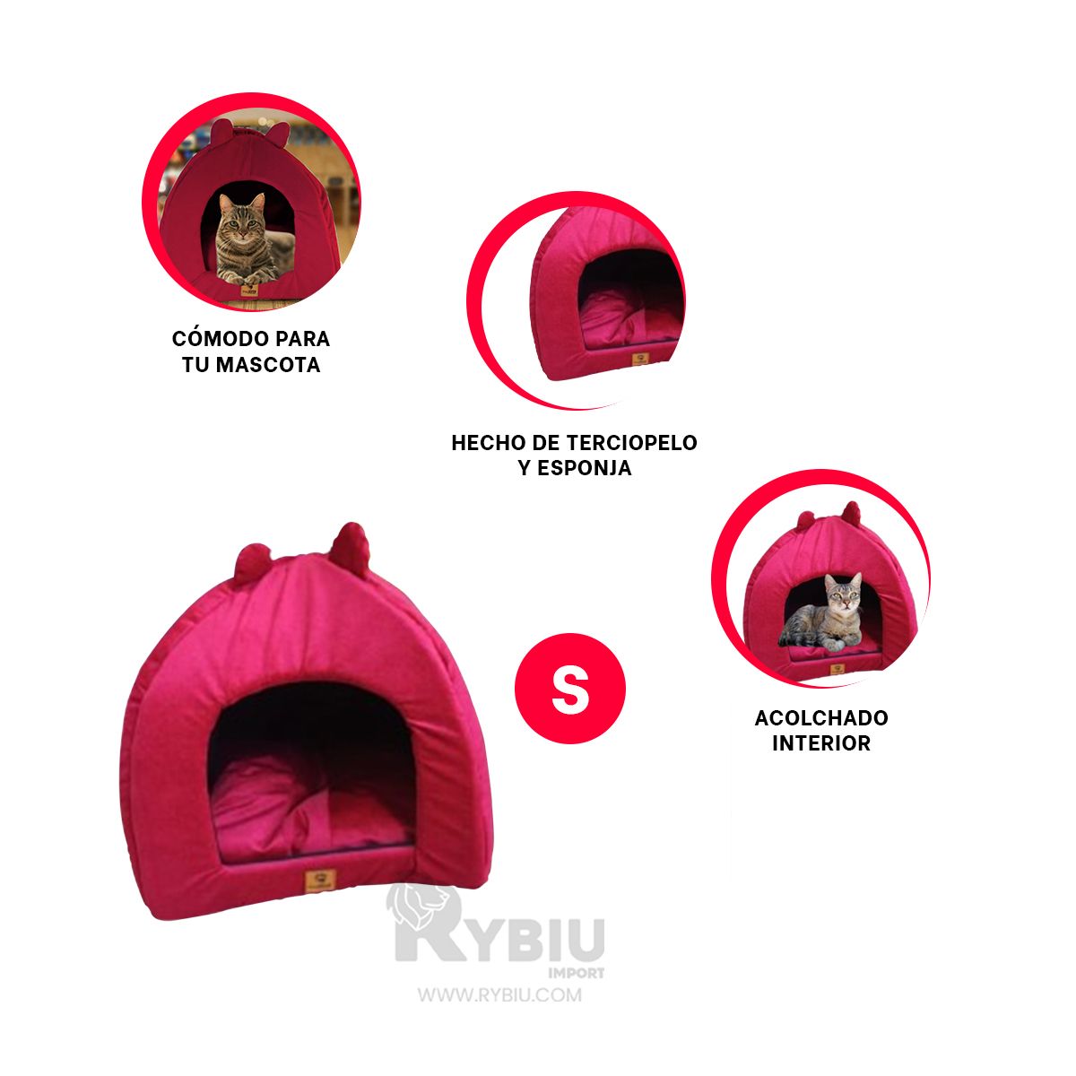 GENERICO - Colchon Espacioso y Comodo Pet de Color Rojo Y+Stickers