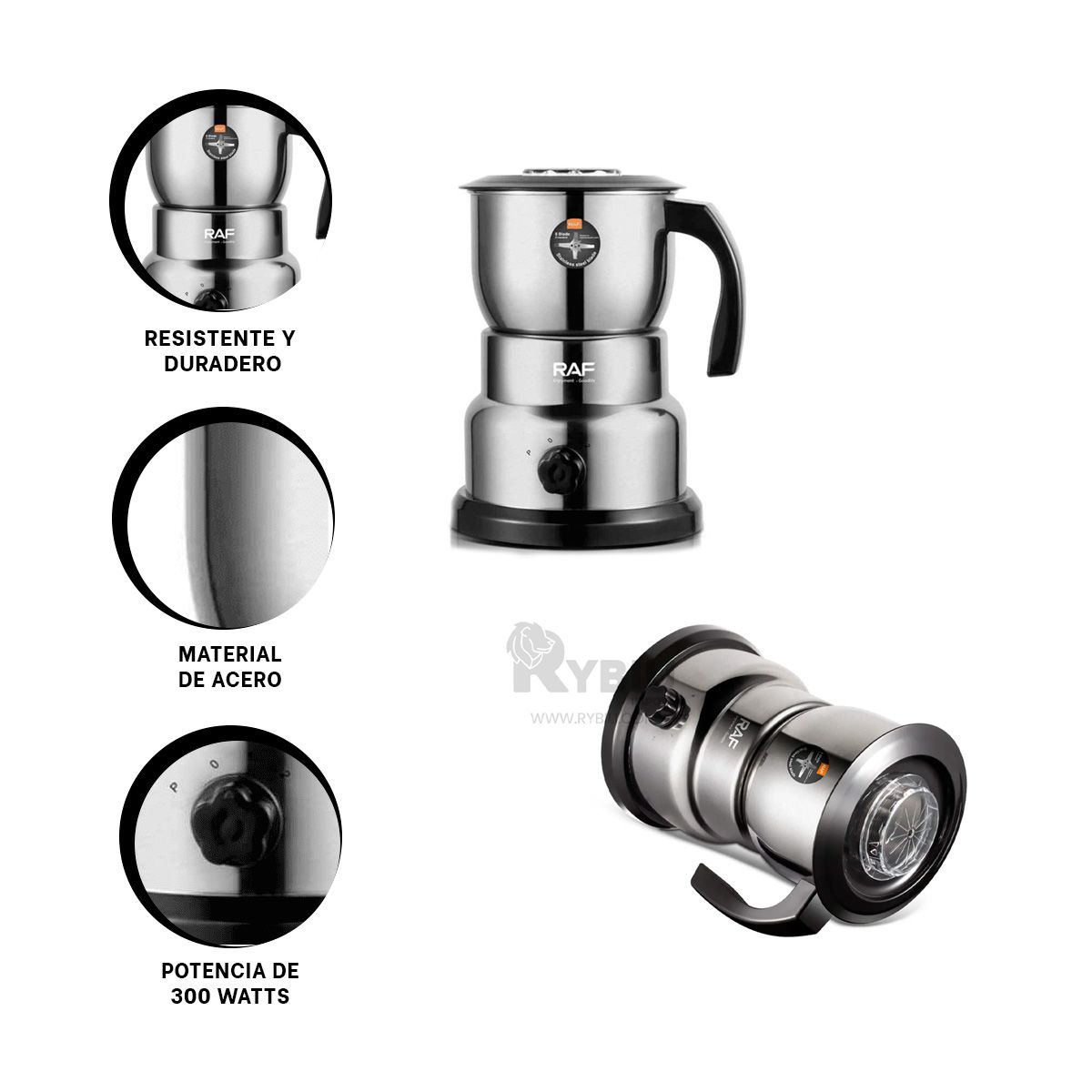 RYBIU IMPORT - Molino Manual Electrico en Plateado Y+Ligas de Regalo