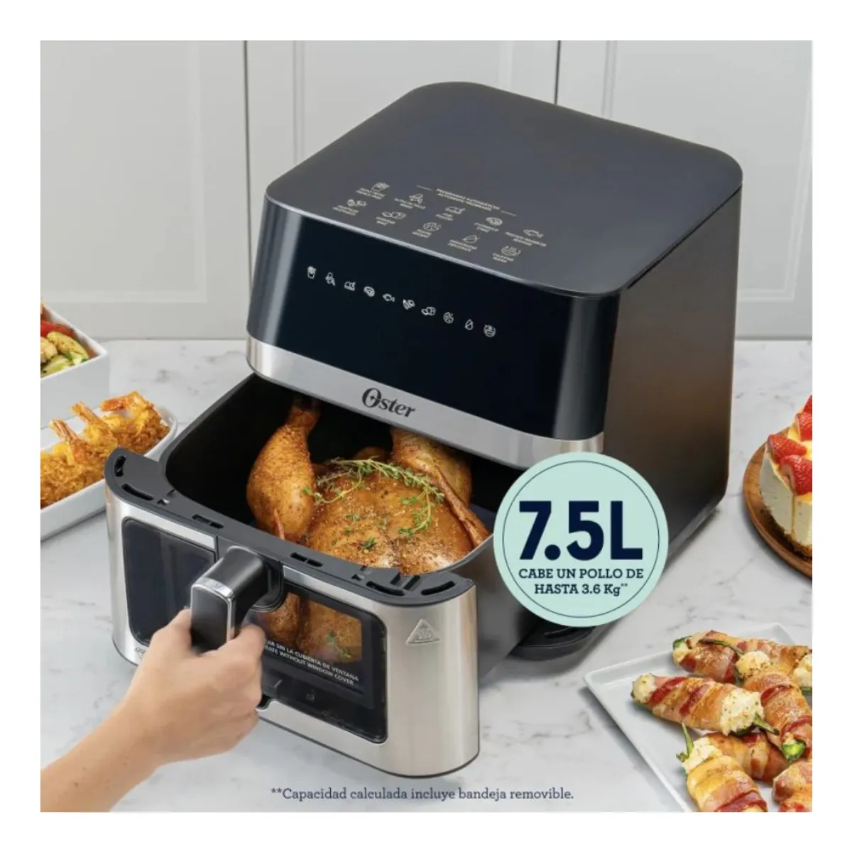 OSTER - Freidora de Aire Digital 7.5L Oster® CKSTAF75WDSSDF 053