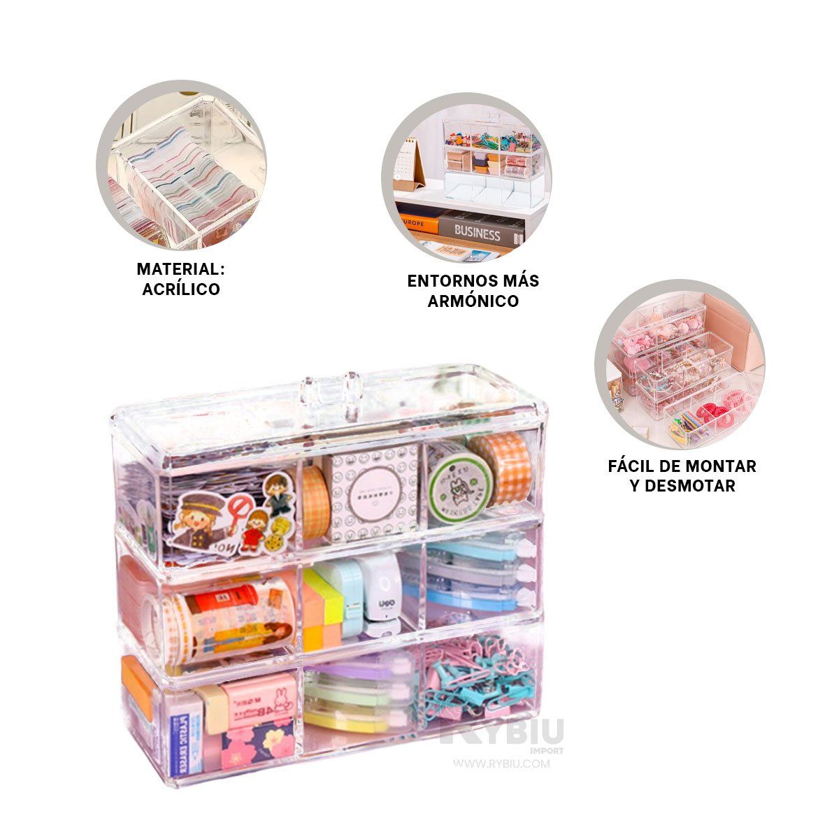 GENERICO - Divisorio Portatil Maquillaje 9 Divisiones Y+Gift Stickers