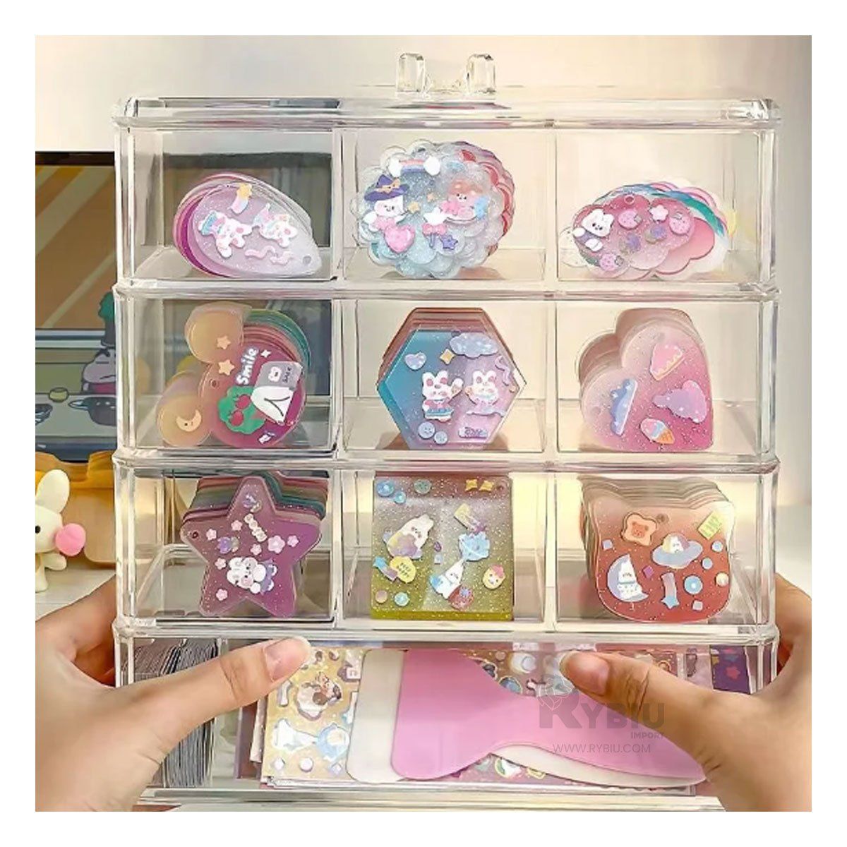 GENERICO - Divisorio Portatil Maquillaje 9 Divisiones Y+Gift Stickers