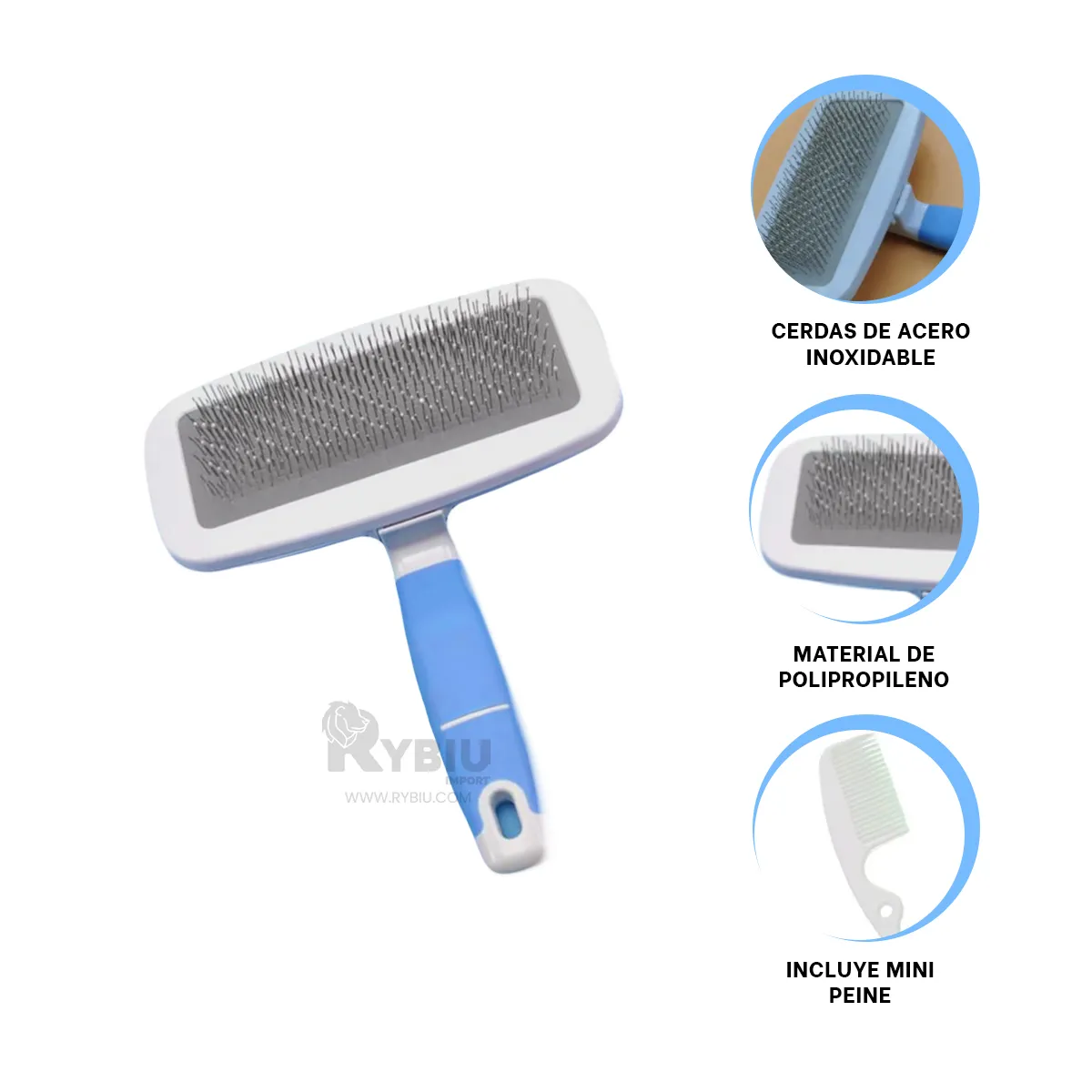 GENERICO - Kit de Mini Peine para Perros Celeste Y+Envoltorio de Regalo