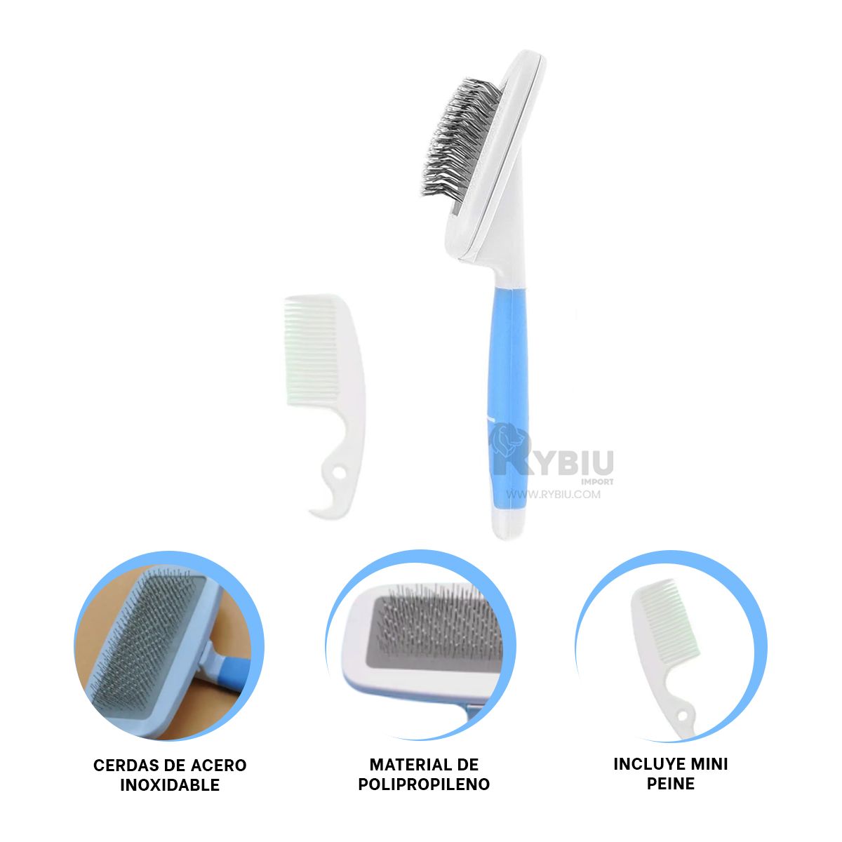 GENERICO - Peine Higienico para Perro Tono Celeste Y+Post-it adhesivos