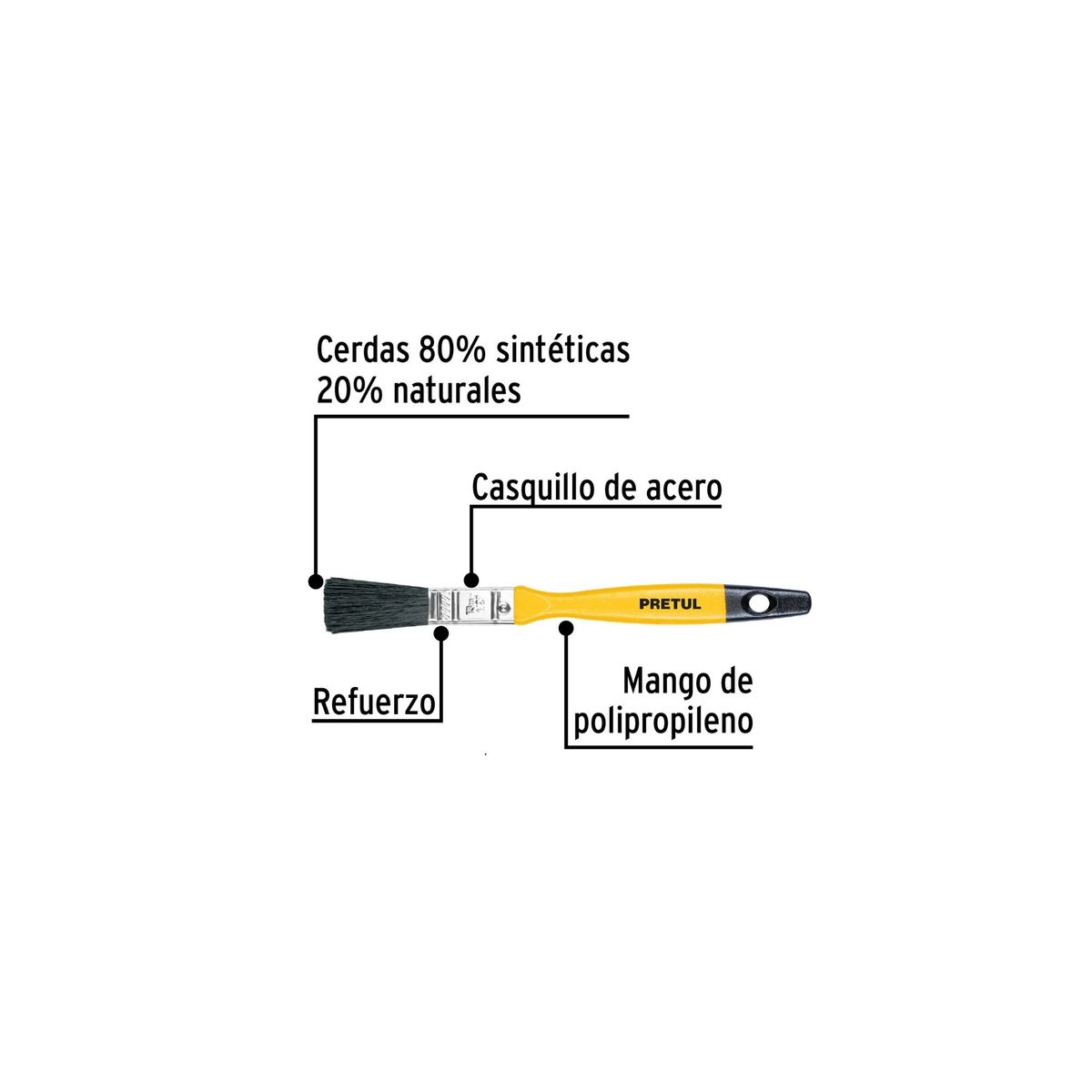 TRUPER - Brocha1/2 pulgadas para fino acabado,  Pretul TRUPER