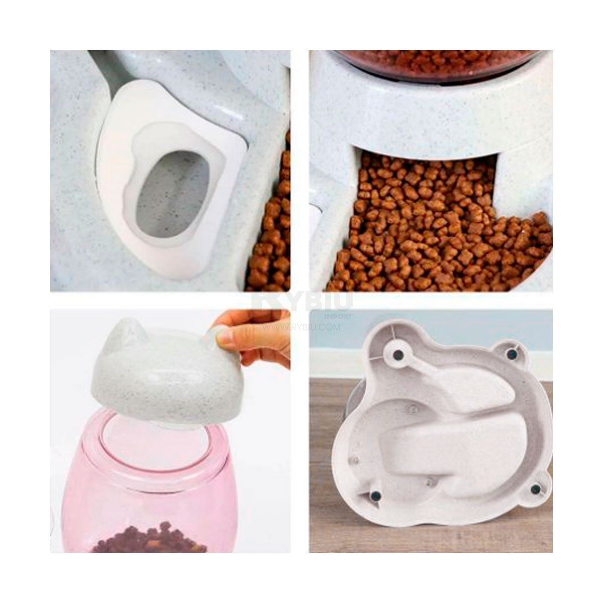 GENERICO - Comedero Moderno Unido Pet de Tono Blanco Y+Papel de Regalo