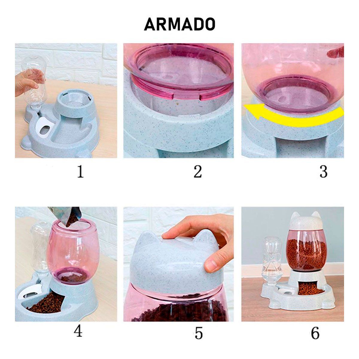 GENERICO - Comedero Moderno Unido Pet de Tono Blanco Y+Papel de Regalo