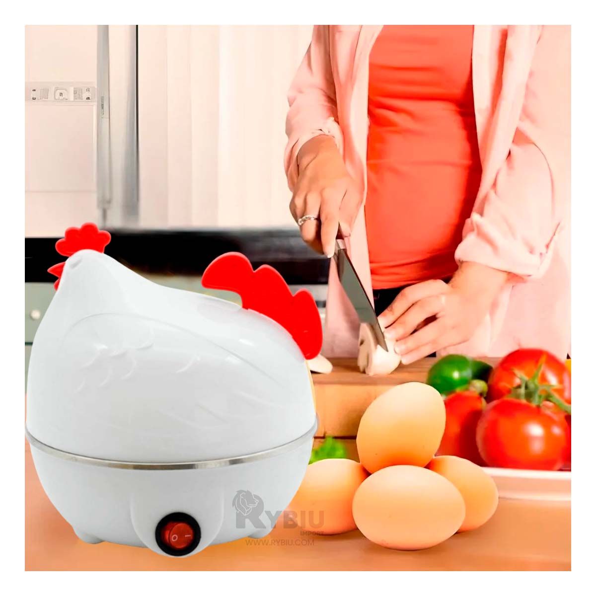 RYBIU IMPORT - Gallina Sancochadora de Huevos de Blanco Y+Regalo Stickers