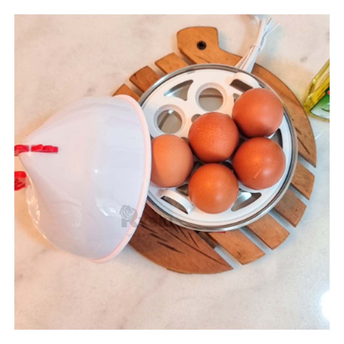 RYBIU IMPORT - Gallina para Hevir Huevos de Blanco Y+Papel de Regalo