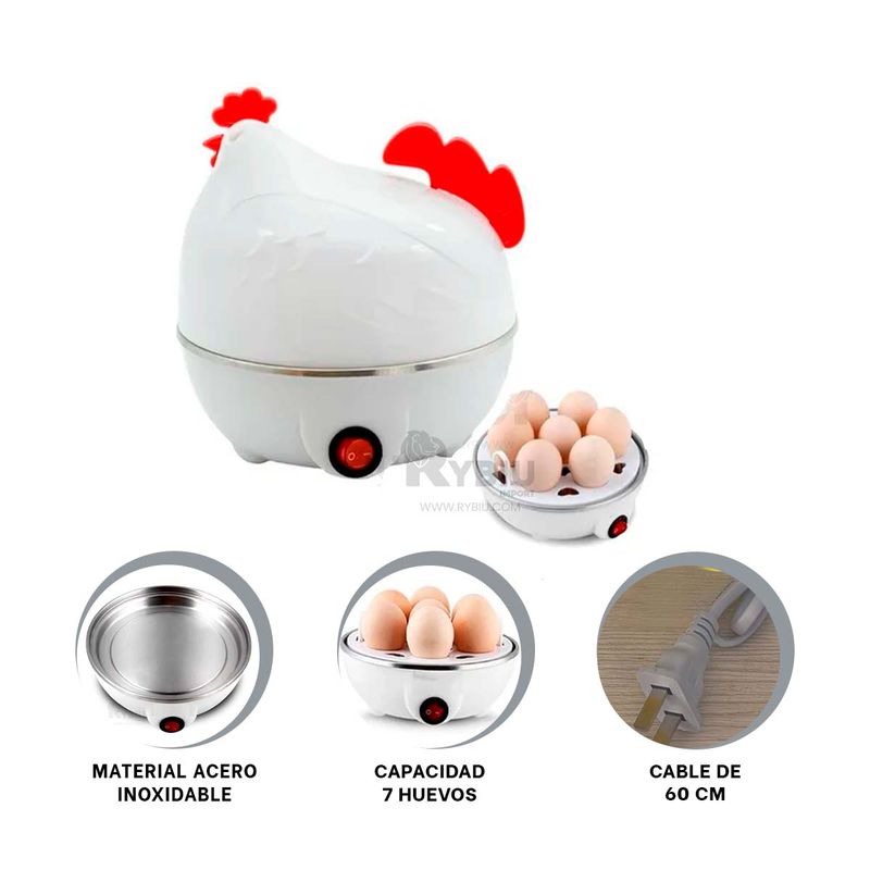 RYBIU IMPORT - Hervidora Practica de Huevos Blanco Y+Banderitas Adhesivas