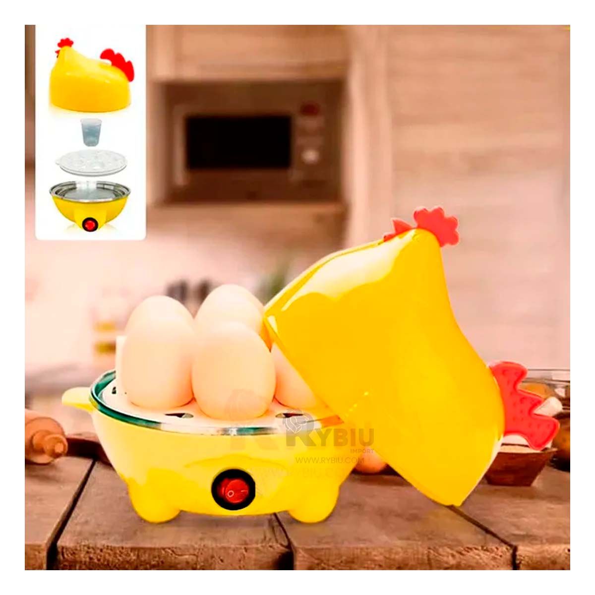 RYBIU IMPORT - Gallina Hervidora Moderna de Huevos en Color Amarillo