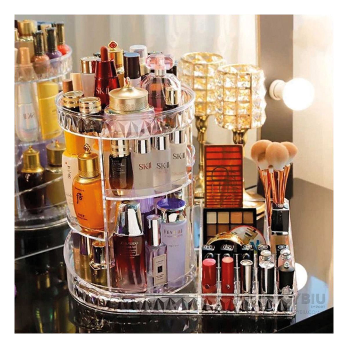 GENERICO - Soporte para Cremas Base Cuadrada Y+Regalo Ligas para Peinar